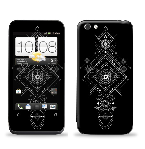 Наклейка на Телефон HTC HTC One V Мистическая геометрия,  купить в Москве – интернет-магазин Allskins, монохром, мистический, геометрический, геометрия, фигуры