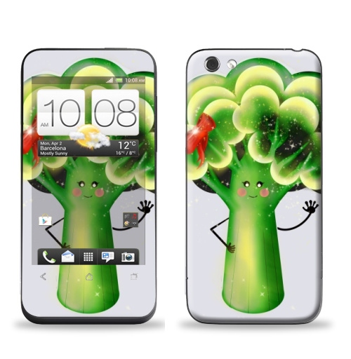 Наклейка на Телефон HTC HTC One V Бьюти Брокколи,  купить в Москве – интернет-магазин Allskins, овощи, брокколи, бант