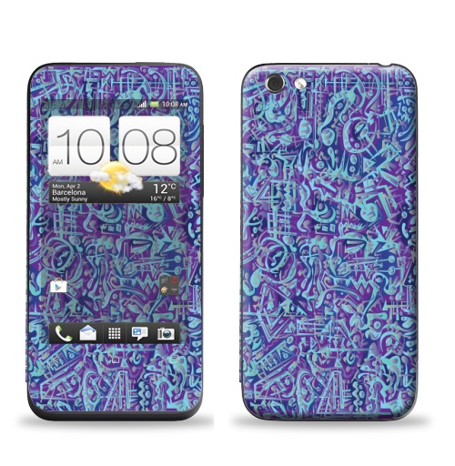 Наклейка на Телефон HTC HTC One V В мирских вещах,  купить в Москве – интернет-магазин Allskins, абстракция, абстрация, текстура, голубой, фиолетовый