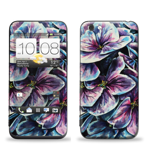 Наклейка на Телефон HTC HTC One V Фиолетовые цветы,  купить в Москве – интернет-магазин Allskins, фиолетовый, акварель, цветокакварель, цветы