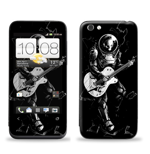 Наклейка на Телефон HTC HTC One V Космический бард,  купить в Москве – интернет-магазин Allskins, скелет, космос, гитара, темнота, шлем