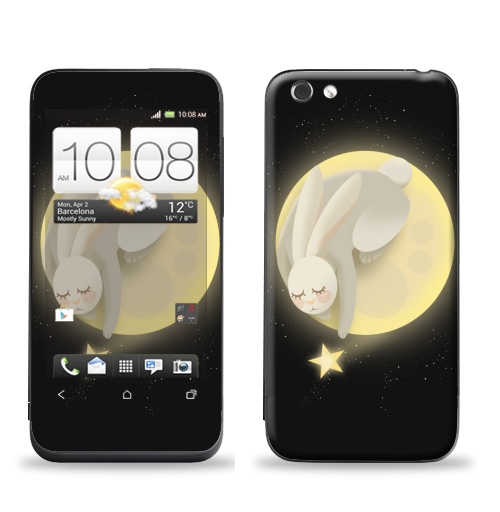Наклейка на Телефон HTC HTC One V Лунный зайка,  купить в Москве – интернет-магазин Allskins, звездноенебо, ночь, луна, зайяц