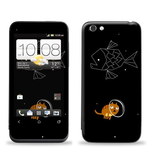 Наклейка на Телефон HTC HTC One V Звездный кот,  купить в Москве – интернет-магазин Allskins, дайвинг, звёзды и войны, зодиак, полёт, кошка, космос, рыба, космокот