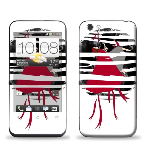 Наклейка на Телефон HTC HTC One V Red riding hoooood,  купить в Москве – интернет-магазин Allskins, волк, девушка, красный, лес, серый, сказки, собаки