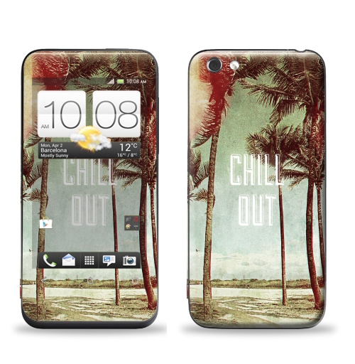Наклейка на Телефон HTC HTC One V Chil! Out,  купить в Москве – интернет-магазин Allskins, винтаж, лето, природа, пальмы, текстура, чилл