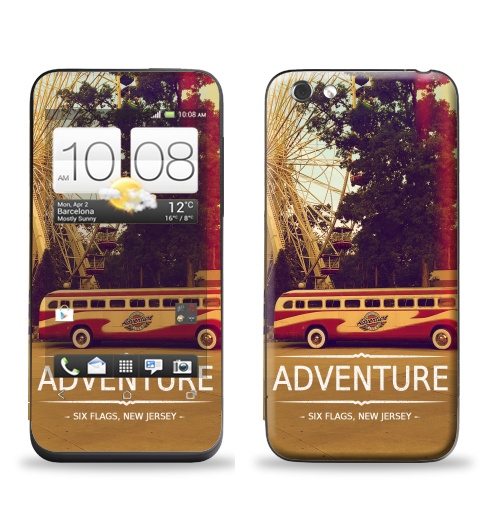 Наклейка на Телефон HTC HTC One V Adventure,  купить в Москве – интернет-магазин Allskins, надписи на английском, типографика, автомобиль, NY, приключения, природа, текстура, джерси, Америка