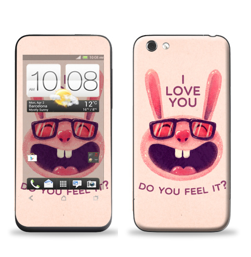 Наклейка на Телефон HTC HTC One V Влюбленный зая,  купить в Москве – интернет-магазин Allskins, заяц, животные, любовь, улыбка, сердце, хипстер, для влюбленных