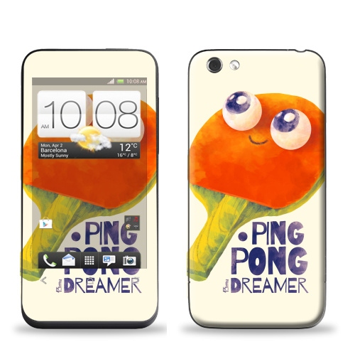 Наклейка на Телефон HTC HTC One V Пинг-понг дример,  купить в Москве – интернет-магазин Allskins, пинг-понг, гики, теннис, настольный теннис, мечта, футбол, ракетка