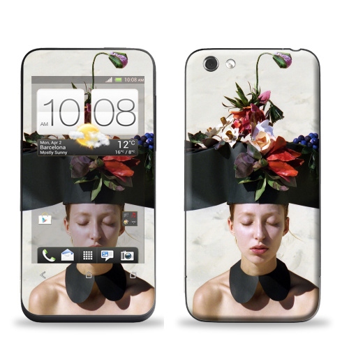 Наклейка на Телефон HTC HTC One V Цветочница,  купить в Москве – интернет-магазин Allskins, фотография, отдых, девушка, красота, цветы, сюрреализм