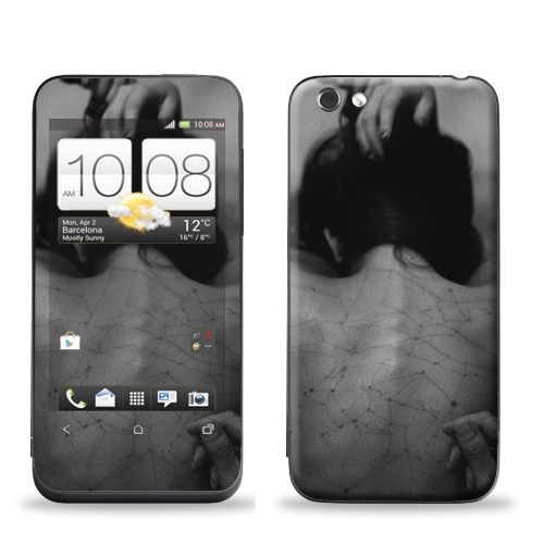 Наклейка на Телефон HTC HTC One V Живой рисунок,  купить в Москве – интернет-магазин Allskins, черно-белое, фотография, девушка