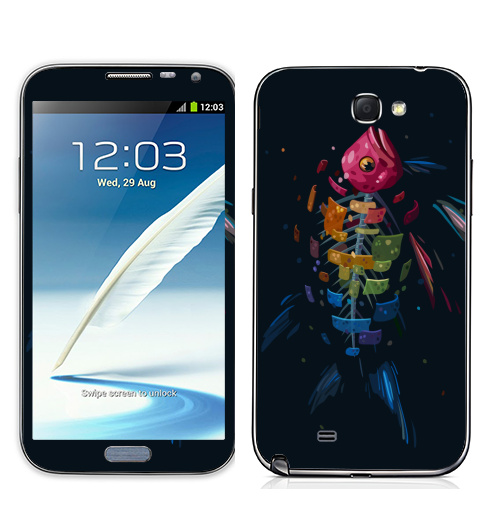 Наклейка на Телефон Samsung Galaxy Note 2 Мистическая Рыба,  купить в Москве – интернет-магазин Allskins, подводный, рыба, сюрреализм, морская, радуга, чешуя