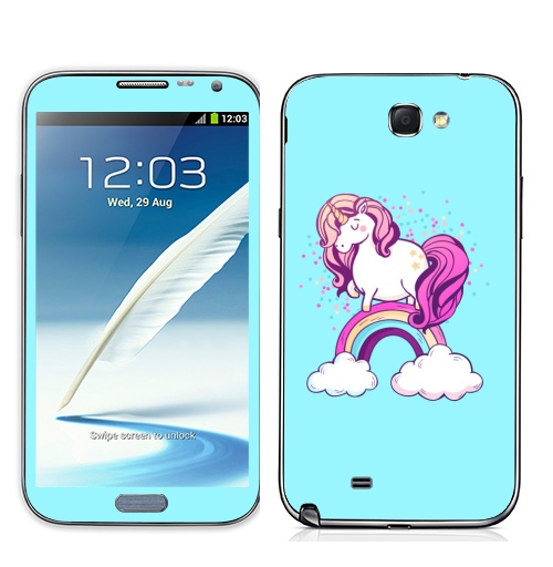 Наклейка на Телефон Samsung Galaxy Note 2 Единорог на радуге ,  купить в Москве – интернет-магазин Allskins, милые животные, единорог, радуга, конфетти, салют, магия, мило, лошадь, животные, детские