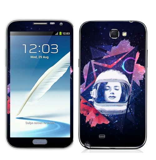 Наклейка на Телефон Samsung Galaxy Note 2 Когда ты просто космос,  купить в Москве – интернет-магазин Allskins, космос, девушка, звезда, музыка