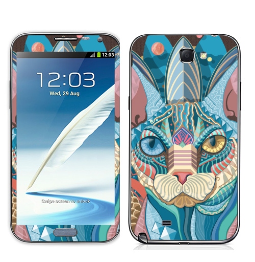 Наклейка на Телефон Samsung Galaxy Note 2 Немного Мехикано Космо котЭ,  купить в Москве – интернет-магазин Allskins, милые животные, космос, оригинально, животные, графика, кошка, Сфинкс