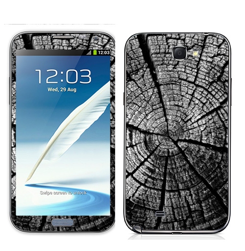Наклейка на Телефон Samsung Galaxy Note 2 Кольца жизни,  купить в Москве – интернет-магазин Allskins, лес, деревья, лесной, черно-белое, графика, серый, черный