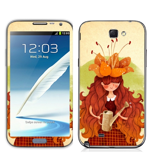 Наклейка на Телефон Samsung Galaxy Note 2 Фантазёрка,  купить в Москве – интернет-магазин Allskins, фантазия, цветы, лилосы, добрая, яркий, детские, идея