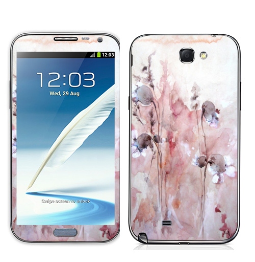 Наклейка на Телефон Samsung Galaxy Note 2 Осенние цветы,  купить в Москве – интернет-магазин Allskins, цветокакварель, розовый, цветы, акварель, природа, рисунки, оригинально, нежно