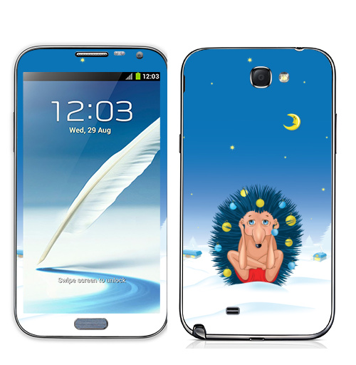 Наклейка на Телефон Samsung Galaxy Note 2 Йогаёжиковая ёлка,  купить в Москве – интернет-магазин Allskins, прикол, зима, гики, ёлочные, новый год, ежик