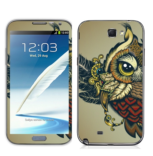 Наклейка на Телефон Samsung Galaxy Note 2 Совуха,  купить в Москве – интернет-магазин Allskins, милые животные, 300 Лучших работ, сова, птицы, королева, цвет