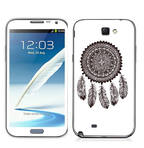 Наклейка на Телефон Samsung Galaxy Note 2 Ловец снов 2,  купить в Москве – интернет-магазин Allskins, снов, ловец, черно-белое, этно, хиппи, паттерн, индия, индеец, коричневый