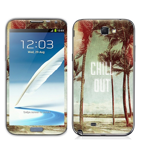 Наклейка на Телефон Samsung Galaxy Note 2 Chil! Out,  купить в Москве – интернет-магазин Allskins, винтаж, лето, природа, пальмы, текстура, чилл