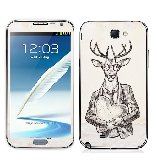 Наклейка на Телефон Samsung Galaxy Note 2 Мистер Твистер,  купить в Москве – интернет-магазин Allskins, животные, любовь, олень, персонажи, сердце, хипстер, для влюбленных