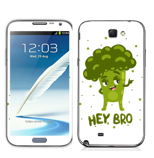 Наклейка на Телефон Samsung Galaxy Note 2 Хэй, Бро,  купить в Москве – интернет-магазин Allskins, милые персонажи, похудение, еда, мило, овощи, персонажи, брокколи, ЗОЖ, диета