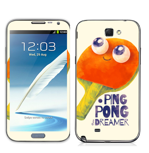 Наклейка на Телефон Samsung Galaxy Note 2 Пинг-понг дример,  купить в Москве – интернет-магазин Allskins, пинг-понг, гики, теннис, настольный теннис, мечта, футбол, ракетка