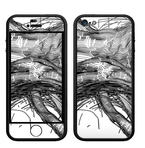 Наклейка на Телефон Apple Бампер на iPhone 5, 5S UNCOMBED,  купить в Москве – интернет-магазин Allskins, абстракция, графика, черный, черное и белое, черно-белое