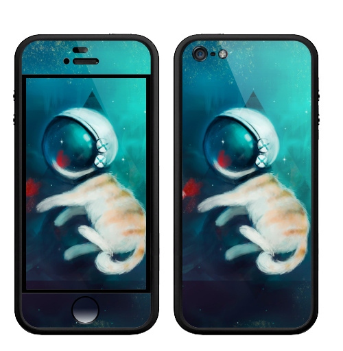Наклейка на Телефон Apple Бампер на iPhone 5, 5S Космокотик,  купить в Москве – интернет-магазин Allskins, космокот, звезда, кошка, космос