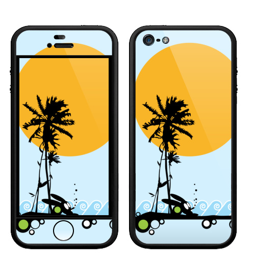 Наклейка на Телефон Apple Бампер на iPhone 5, 5S Summertime,  купить в Москве – интернет-магазин Allskins, солнце, заяц, maryjane, лето, морская