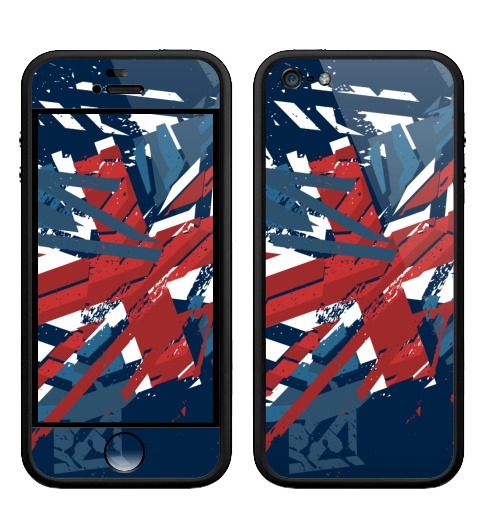 Наклейка на Телефон Apple Бампер на iPhone 5, 5S Британский флаг, таки порвал,  купить в Москве – интернет-магазин Allskins, британский, флаг, гранж, синий, красный, белый, голубой, алый, Англия