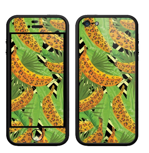 Наклейка на Телефон Apple Бампер на iPhone 5, 5S Паттерн с банами,  купить в Москве – интернет-магазин Allskins, зеленый, текстура, хищник, джунгли, листья, тропики, паттерн, леопард, банан
