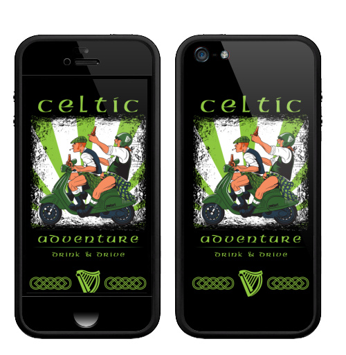 Наклейка на Телефон Apple Бампер на iPhone 5, 5S Кельтское приключение,  купить в Москве – интернет-магазин Allskins, Ирландия, кельт, килт, мотоцикл, приключения, алкоголь, персонажи, путешествия, отдых