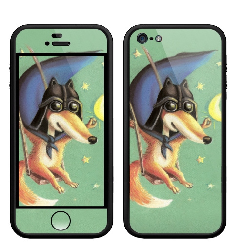 Наклейка на Телефон Apple Бампер на iPhone 5, 5S Дарт Лис,  купить в Москве – интернет-магазин Allskins, крутые животные, лиса, космос, месяц, звезда, Дарт Вейдер