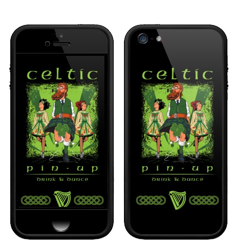 Наклейка на Телефон Apple Бампер на iPhone 5, 5S Кельтский пинап,  купить в Москве – интернет-магазин Allskins, сарказм, персонажи, девушка, алкоголь, пикник, танцы, Ирландия, кельт