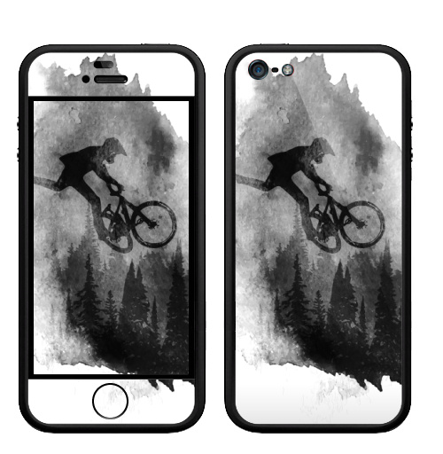 Наклейка на Телефон Apple Бампер на iPhone 5, 5S Чернильный Райдер,  купить в Москве – интернет-магазин Allskins, горный велосипед, велосипед, мтб, ездить, горы, езда на велосипеде, байкер, bmx, лес, спорт, фрирайд, поездка, занятие спортом, минимализм
