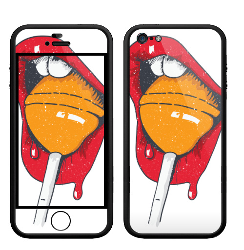 Наклейка на Телефон Apple Бампер на iPhone 5, 5S Чупа,  купить в Москве – интернет-магазин Allskins, стритарт, чупачупс, иллюстрацияпринт, конфеты, лицо, соблазнение, красный, рисунки, сладости, дерзкий, панк, стрит, скейтерская