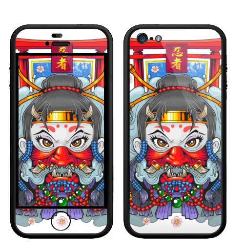 Наклейка на Телефон Apple Бампер на iPhone 5, 5S Девушка ниндзя,  купить в Москве – интернет-магазин Allskins, мистика, ниндзя, ассасин, они, демоны, азия, shinobi, Япония, манга, девушка, мифология