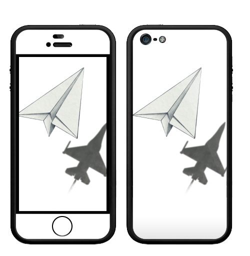 Наклейка на Телефон Apple Бампер на iPhone 5, 5S Тень самолета,  купить в Москве – интернет-магазин Allskins, военные, дизайнер, идея, техника, небо, бумага, концепт, скорость, мечта, полёт, бумажный, набросок, карандаш, иллюстрации, тень, самолет