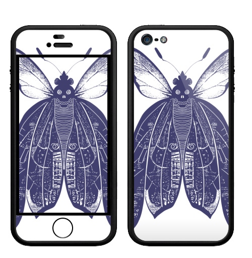 Наклейка на Телефон Apple Бампер на iPhone 5, 5S Мотыль,  купить в Москве – интернет-магазин Allskins, бабочки, череп