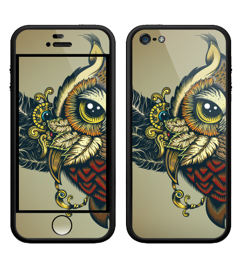 Наклейка на Телефон Apple Бампер на iPhone 5, 5S Совуха,  купить в Москве – интернет-магазин Allskins, милые животные, 300 Лучших работ, сова, птицы, королева, цвет