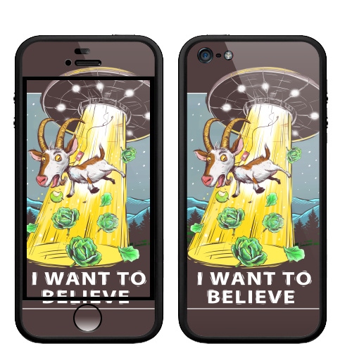 Наклейка на Телефон Apple Бампер на iPhone 5, 5S I want to believe,  купить в Москве – интернет-магазин Allskins, надписи, космос, иностранцы, овцы, гики, надписи на английском, 300 Лучших работ