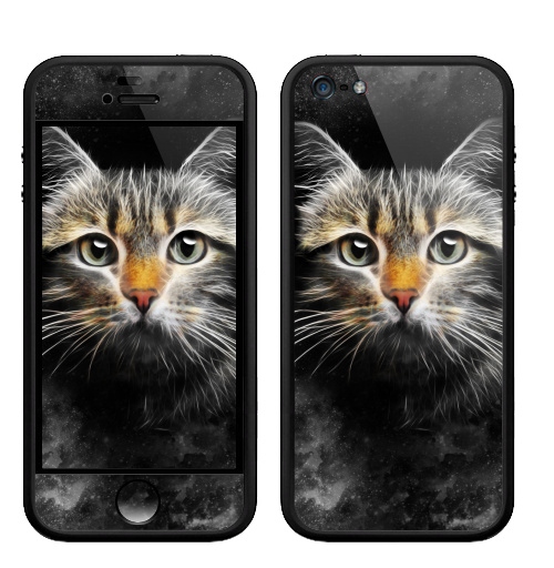 Наклейка на Телефон Apple Бампер на iPhone 5, 5S Кот,  купить в Москве – интернет-магазин Allskins, кошка, глаз, звезда, космос