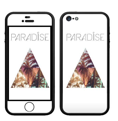 Наклейка на Телефон Apple Бампер на iPhone 5, 5S Paradise,  купить в Москве – интернет-магазин Allskins, треугольник, абстракция, природа, рай, хипстер, пальмы, текстура