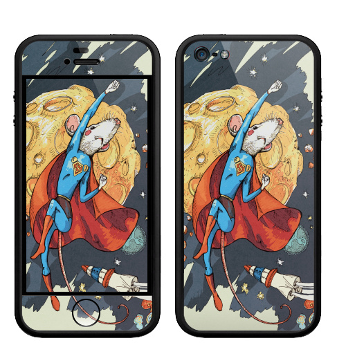 Наклейка на Телефон Apple Бампер на iPhone 5, 5S СуперМышь,  купить в Москве – интернет-магазин Allskins, летучая мышь, супермен, комиксы, космос, животные, мышь