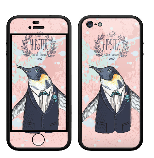 Наклейка на Телефон Apple Бампер на iPhone 5, 5S Торжественный,  купить в Москве – интернет-магазин Allskins, животные, любовь, позитив, морская, персонажи, пингвин, птицы, хипстер, костюм