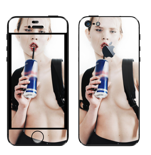 Наклейка на Телефон Apple iPhone 5 с яблоком Девочка с трубочкой,  купить в Москве – интернет-магазин Allskins, модели, секс, фотография