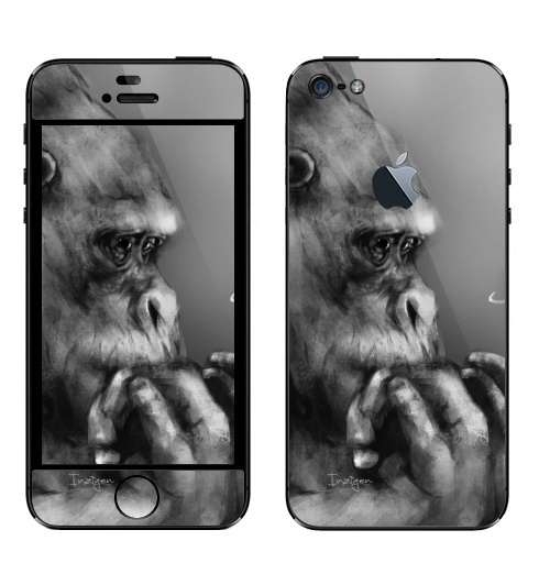 Наклейка на Телефон Apple iPhone 5 с яблоком Горилла,  купить в Москве – интернет-магазин Allskins, обезьяна, животные, космос