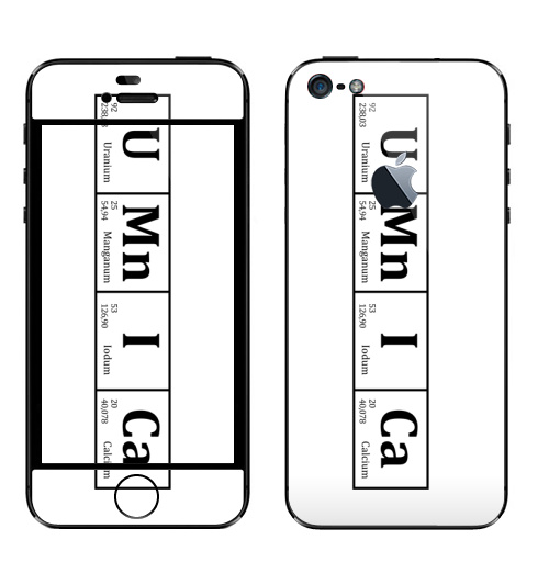 Наклейка на Телефон Apple iPhone 5 с яблоком УМНИЦА,  купить в Москве – интернет-магазин Allskins, знаювсе, химия, ученый, абитуриент, студент, ученик, умник, умница, элемент, таблицаменделеева, химик, черно-белое